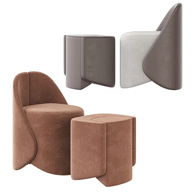 Modern Upholstered Sofa Stools In Various Colors With Curved Contemporary Design 3d model