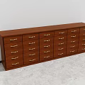 Classic Wooden Tea Cabinet With Multiple Drawers And Golden Handles