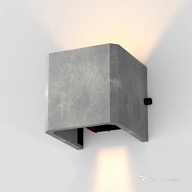 Modern Minimalist Concrete Square Wall Light Mounted Design With Ambient Up Down Lighting 3d model 