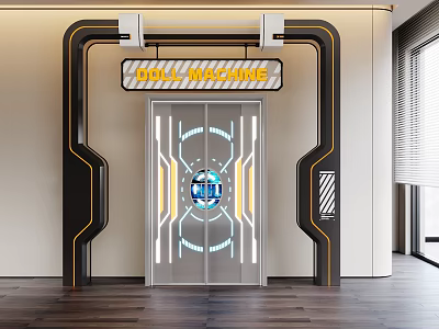 Modern Door Arch With Black Yellow Accent Lines LED Light Effects COLL MACHINE Signage 3d model