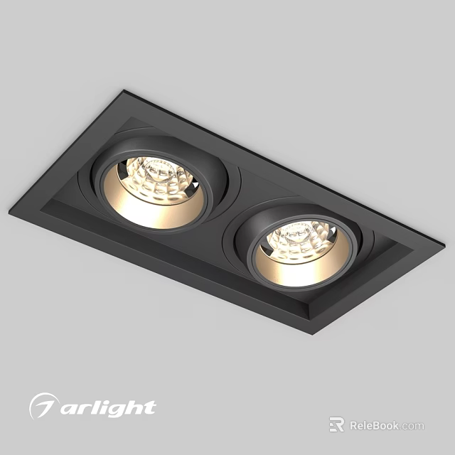 Modern Black Square Recessed Double Downlight Spotlights For Home Warm Lighting 3d model 