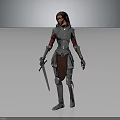 Medieval Female Warrior Character In Silver Armor Holding Sword Standing Pose 3d model