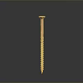 Copper Colored Threaded Screw With Pointed Tip And Reflective Surface On Grey Background