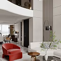 Modern Duplex Living Room Interior With Spacious Design And Stylish Lighting