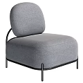 Gray Fabric Upholstered Single Sofa With Black Metal Frame Modern Design 3d model