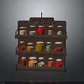 Wooden Spice Rack Storage Organizer With Glass Jars And Colorful Spices