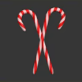 Crossed Red And White Striped Candy Canes Against Dark Background With Shiny Reflection