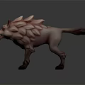 Fantasy Wolf Creature With Spiked Petal Like Skin And Glowing Red Eyes