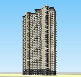 modern high-rise residence 3d model