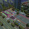 Aerial Planning of Modern School Campus Featuring Classroom Buildings Sports Field and Lush Greenery