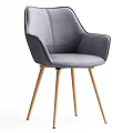 Elegant Modern Gray Upholstered Accent Chair With Armrests And Wooden Legs