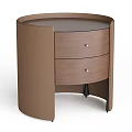 Modern Brown Bedside Table With Two Drawers And Gold Knobs Design