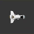 Futuristic White Vehicle Model with Streamlined Design Yellow Square Transparent Section Red Details and Wheels