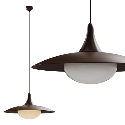 Modern Contemporary Pendant Lights With Brown Shade And White Globe Design 3d model