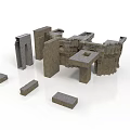 Ancient Stone Architectural Components With Various Shapes And Structures 3d model
