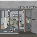 Modern Clothing Store Facade With Glass Door Window Display Mannequin Clothing Shoes And Stone Wall