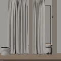 Cozy Neutral Toned Interior Scene With Beige Curtains Mirror Wooden Floor And White Storage Basket