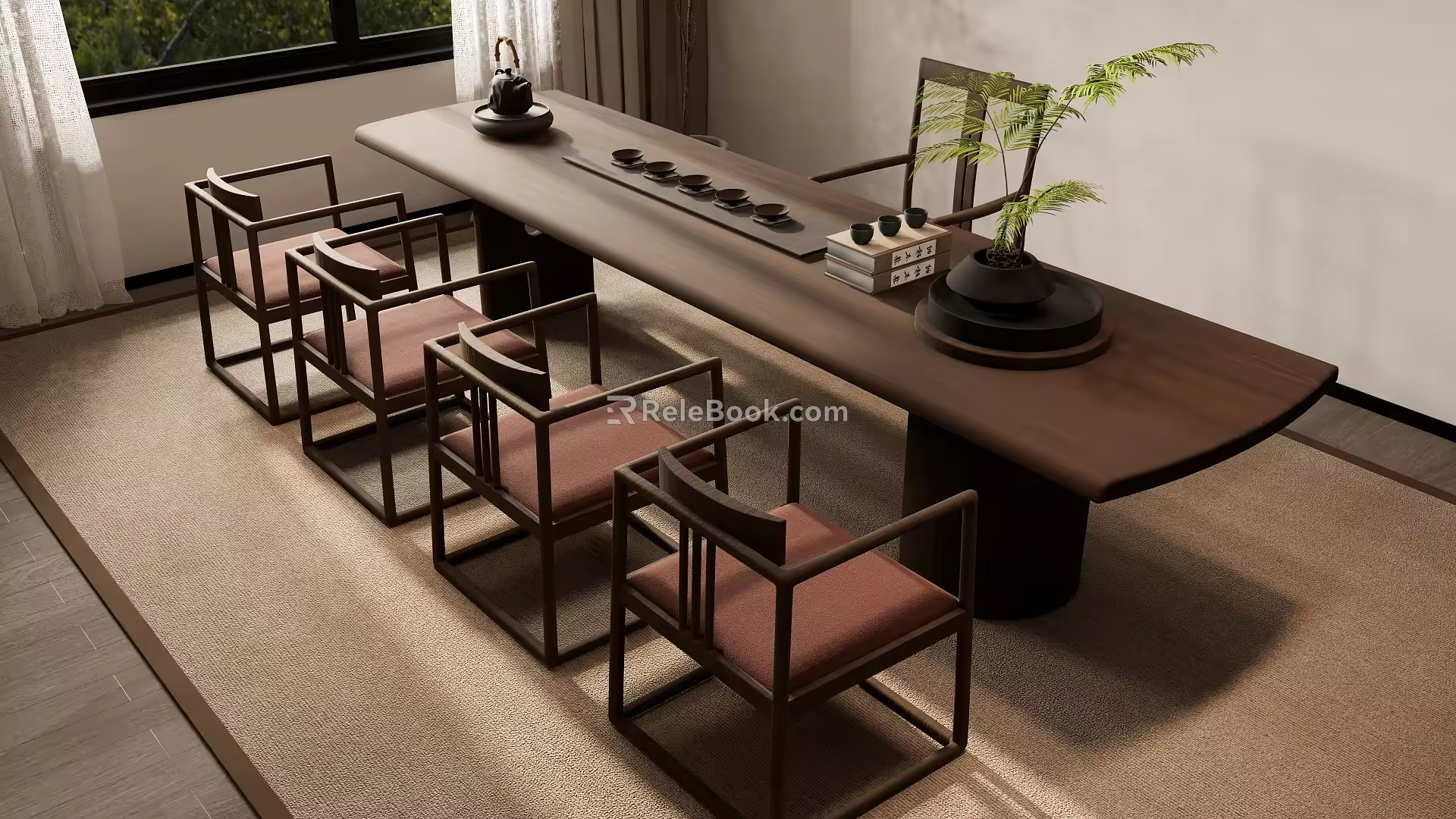 New Chinese Tea Table and Chair Combination 3d model