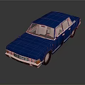 Classic Blue Vintage Sedan With Sleek Body Lines And Retro Front Headlights
