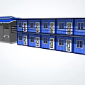 Construction Site Temporary Buildings Using Blue Containers For Dormitories And Offices 3d model