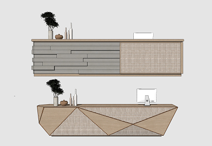 Modern Reception Desk Front Desk 3d model