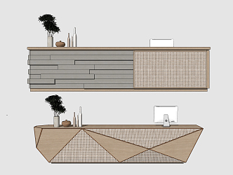 Modern Reception Desk Front Desk 3d model