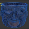 Red Brown Clay Sculpture With Facial Carving And Vessel Shape Design