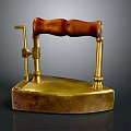 Vintage Computer Case Featuring Brass Base Wooden Handle And Metal Structure Design