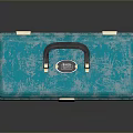 Vintage Style Blue Metal Toolbox for Household Storage with Black Handle