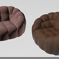 Two Modern Single Sofa With Round Puffed Design In Light And Dark Brown Tones