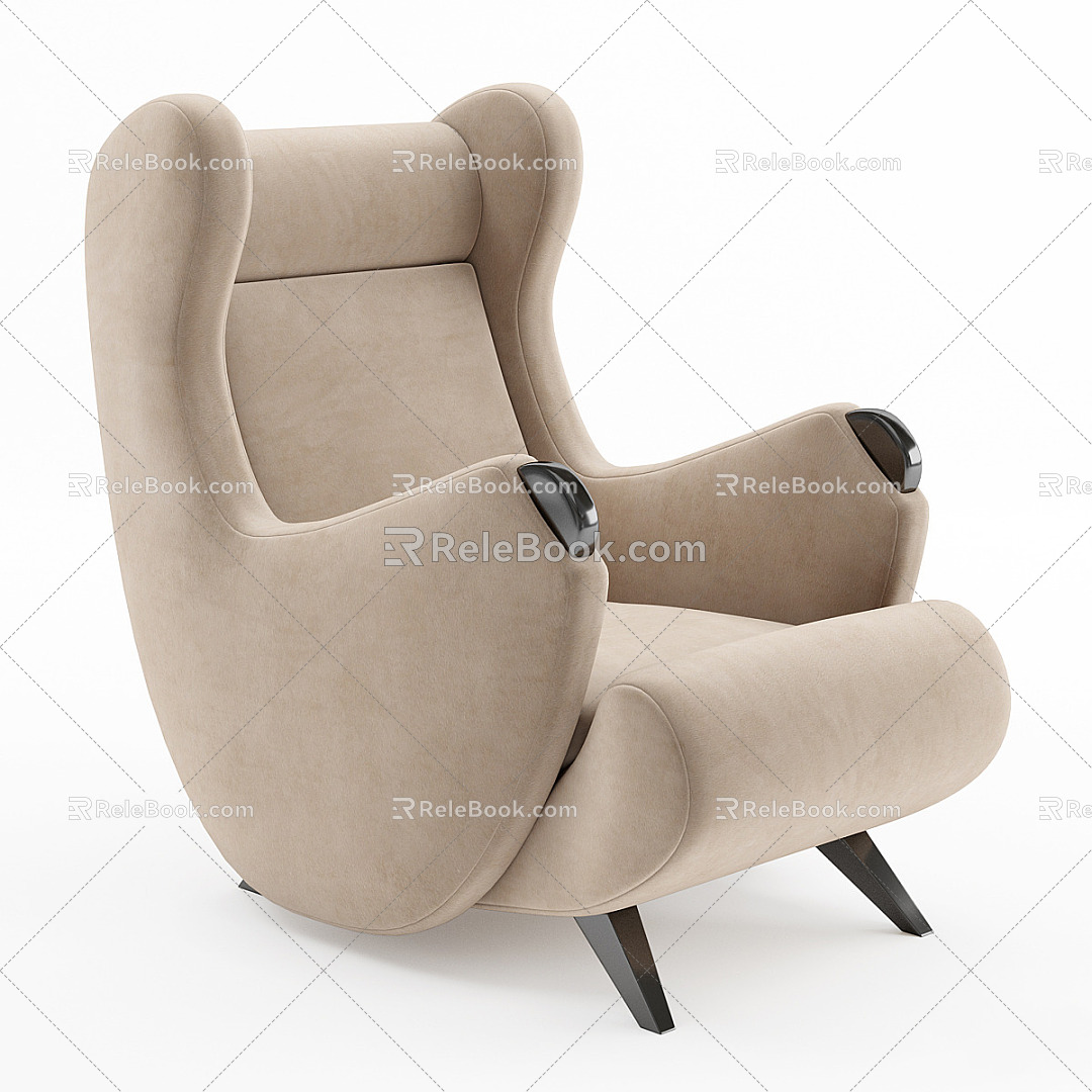 Nordic Single Sofa Fabric Single Sofa 3d model