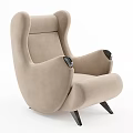 Beige Modern Single Seater Sofa Upholstered with Curved Arms and Black Legs