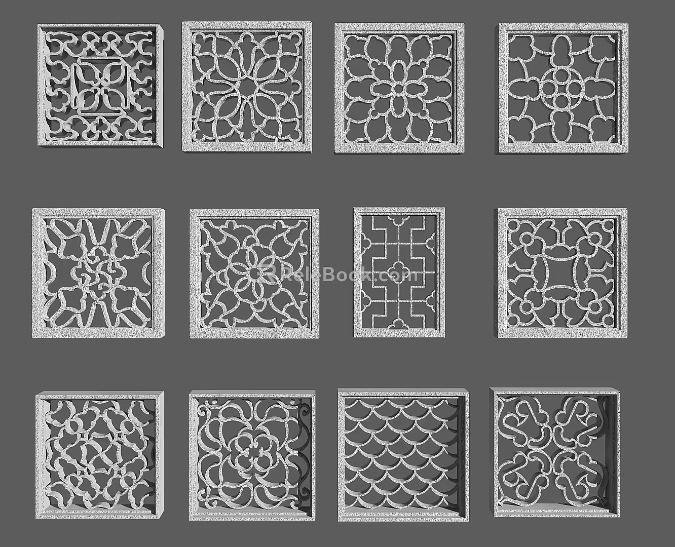 Chinese-style openwork window 3d model
