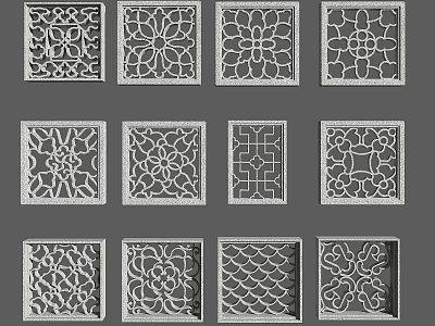 Different Styles Of Beautiful Decorative Lattice Windows With Intricate Carved Patterns 3d model