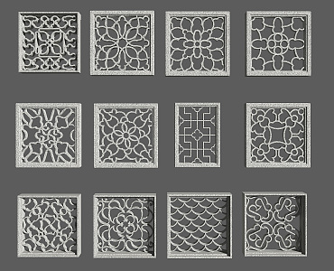 Chinese-style openwork window 3d model