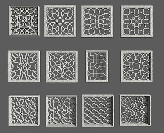 Chinese-style openwork window 3d model