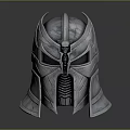 Silver Mythical Helmet Featuring Intricate Metallic Ornate Design And Spiked Top