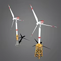 Two Industrial Wind Turbine Units With White Blades Red Tips And Support Structures