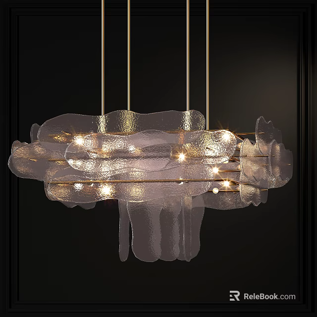 Modern Glass Pendant Light With Transparent Shade And Metal Frame Design 3d model 