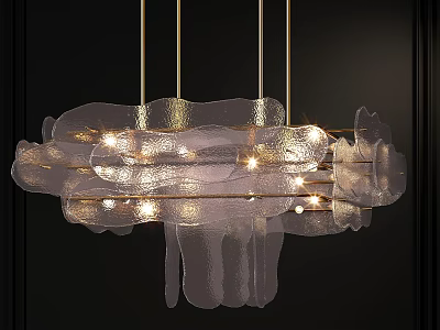 Modern Glass Pendant Light With Transparent Shade And Metal Frame Design 3d model