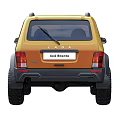 Orange LADA 4x4 BRONTO SUV With Large Tires Black Wheel Arches Front Side Rear Views
