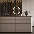 Elegant Modern Jewelry Cabinet With Round Mirror Drawer Storage And Jewelry Box