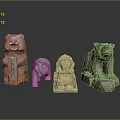 Decorative Animal Statues Display With Bear Elephant Lion And Stone Craft Details