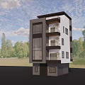 Modern Three Story Detached Villa With Large Glass Windows Balconies And Green Surroundings