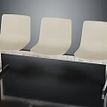 Sleek Modern Three Seat Beige Bench With Metal Frame And Upholstered Seats