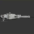 Old Worn Electric Angle Grinder With Striped Handle And Metal Body