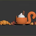 Bread sandwich bread pudding bean paste bread cheese bread big column bar breakfast bread 3d model