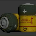 Two Cylindrical Military Weapon Devices With Yellow Green Bodies Red Markings And Metal Caps