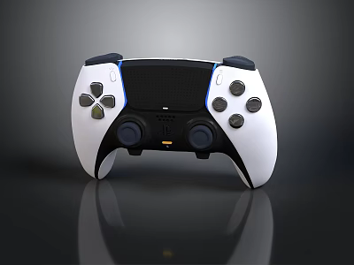 White And Black Gaming Controller With Ergonomic Design And Responsive Buttons 3d model