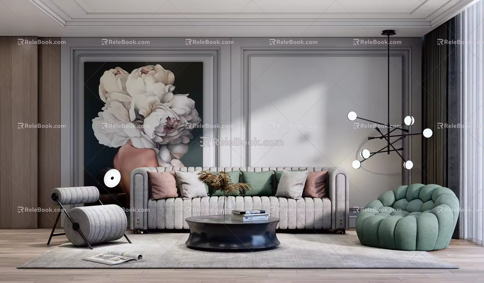 Modern Sofa Coffee Table Combination Simple 3d model